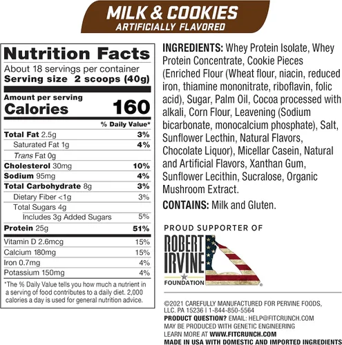 Miniatura 2 de FITCRUNCH - Proteína de suero de tres mezclas, apta para dieta cetogénica, baja en calorías, alta en proteínas (18 porciones, leche y galletas)