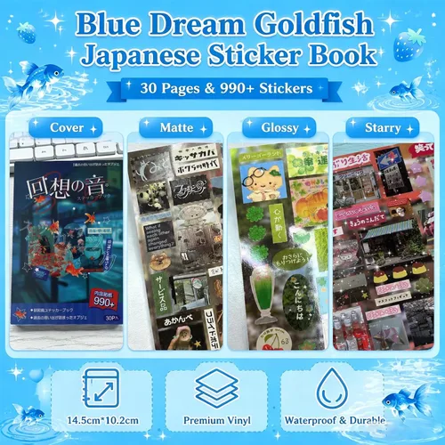 Miniatura 4 de Tmtains 990 calcomanías japonesas para álbum de recortes Heisei retro cómics estilo kawaii coreano calcomanías para diario estético japonés Ab-azul