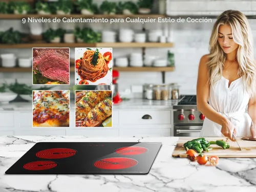 Miniatura 6 de Placa de cocina eléctrica de 4 quemadores, TOPWISH de 24 pulgadas, estufa eléctrica incorporada, placa de cocina radiante de 220-240v con bloqueo