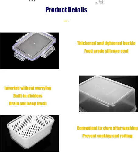 Miniatura 3 de Contenedores de almacenamiento de frutas y verduras para refrigerador, 6 piezas/3 juegos de contenedores para mantener frescos y conservadores