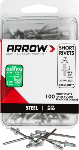 Miniatura 10 de Arrow RSA1/8IP - Remaches cortos de aluminio para metal, tela, cuero y reparación de automóviles, 1/8 pulgadas, paquete de 25