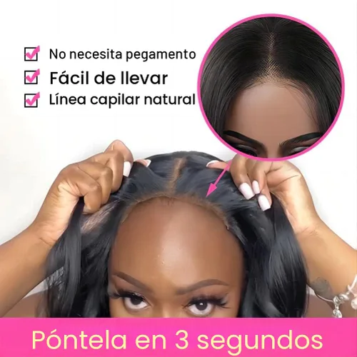 Miniatura 5 de ISEE Pelucas de cabello sin pegamento para principiantes, pelucas de encaje frontal para mujeres negras, cabello humano corto y lacio, pelucas