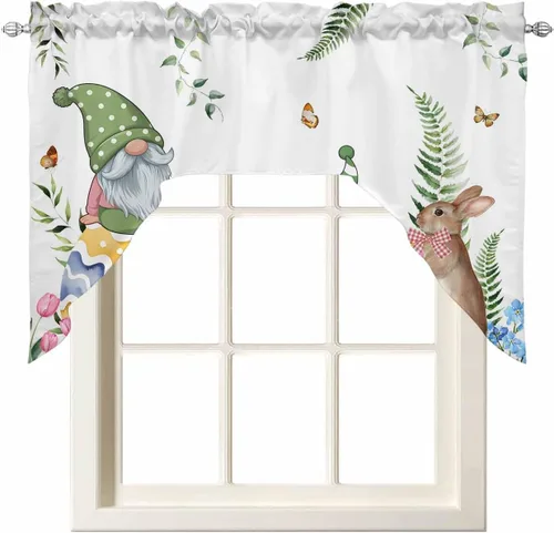 Cortinas de cocina con cenefa de Pascua, cenefa con bolsillo para barra, paneles de cortina para dormitorio, sala de estar, baño, cafetería,