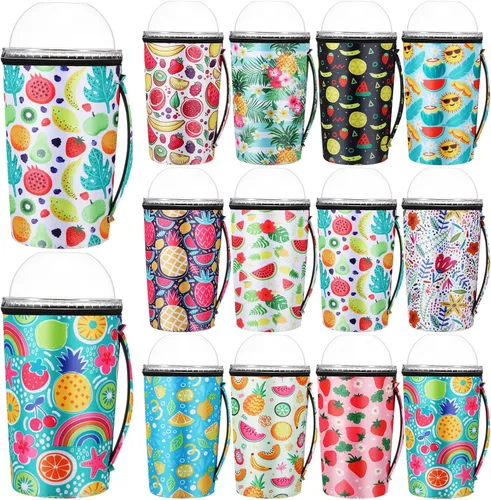 Miniatura 19 de Boao 12 Piezas Fundas Reutilizables para Vasos Helados Aislante de Neopreno Portavasos para Bebidas para Vaso Térmico Bebidas Frías y Calientes