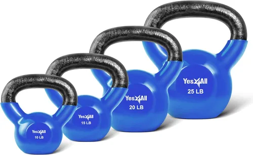 Miniatura 21 de Yes4All - Juego de pesas rusas recubiertas de vinilo, set combinado para entrenamiento corporal completo, fuerza de agarre, flexiones y ejercicios