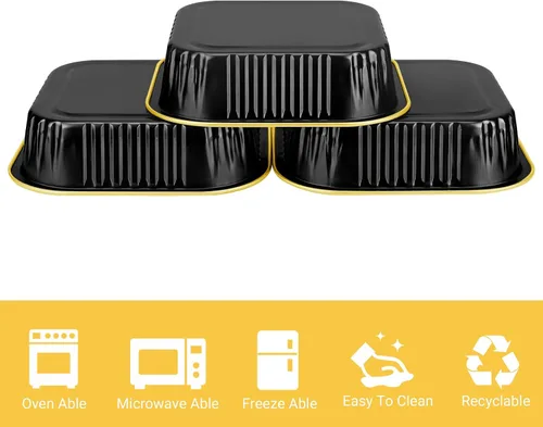 Miniatura 3 de EUSOAR Mini moldes para tartas con tapas, 12.3 onzas, 12.2 fl oz, 50 unidades cuadradas de aluminio para cupcakes con tapas, papel de aluminio