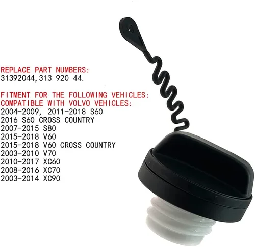 Miniatura 2 de Tapa de llenado de gas para Volvo S60 Cross Country S80 V60 Cross Country V70 XC60 XC70 XC90 Reemplazar 31392044 313 920 44