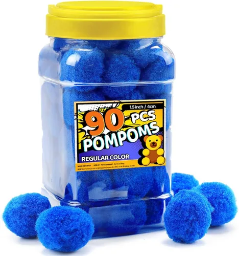 Miniatura 28 de Bundooraking Pompones, 1.5 pulgadas (4cm), 90 piezas bolas grandes multicolor a granel para artes y manualidades, pompones suaves y esponjosos