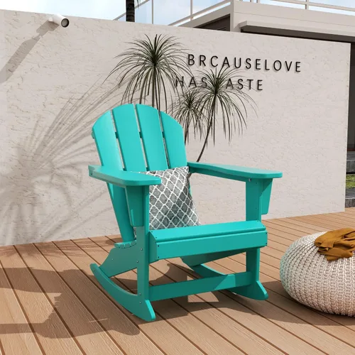 Miniatura 56 de WO Home Furniture Silla Mecedora de Patio al Aire Libre Tradicional HDPE Resistente a los Rayos UV (Negro)