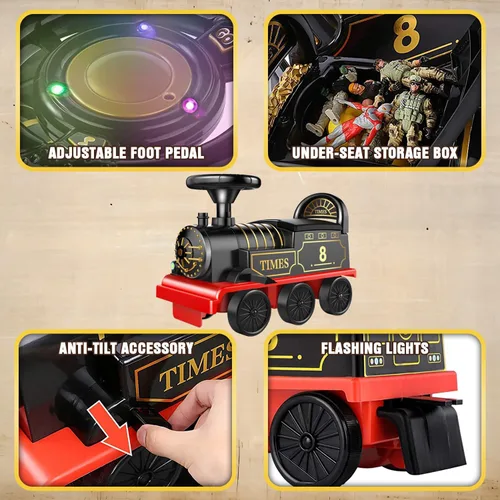 Miniatura 4 de Juguetes de Tren para Montar Conjunto de Tren Eléctrico con Vía de 2 Asientos Vagón de Carga, Música, Luz Regalos de Navidad y Cumpleaños para Niños