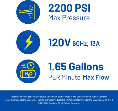 Miniatura 5 de Goodyear 2200 PSI - Lavadora a presión eléctrica vertical - 1.6 GPM