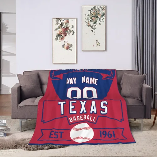 Miniatura 22 de Manta personalizada para fanáticos de la cama, regalo de béisbol, ciudad, invierno, verano, manta de forro polar con nombre y número personalizados