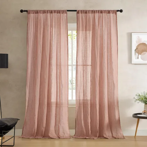 Miniatura 14 de French Connection - Cortina para ventana, juego de 2 paneles, semitransparente, decoración moderna del hogar, cortinas para sala de estar, comedor