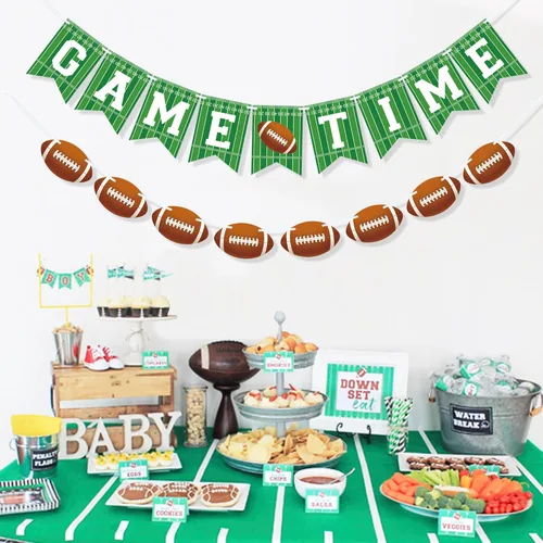 Miniatura 4 de VILIFEVER 2 piezas de guirnalda de fútbol para decoración de fiestas de fútbol, día de juego, suministros de fiesta deportiva, pancarta temática