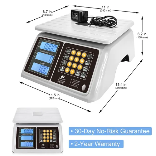 Miniatura 3 de Combo de báscula digital de precio de 66 libras, báscula comercial impermeable IPX7 para productos húmedos, mariscos y báscula de pesaje fácil