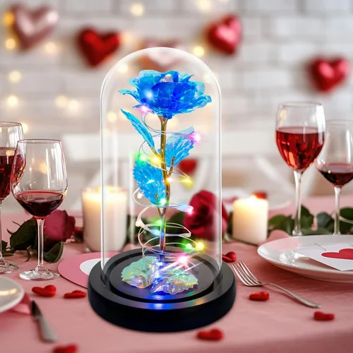 Miniatura 8 de Childom Regalos para el día de la madre para mamá, regalos de cumpleaños para mujeres, abuela, flores para entrega, rosa colorida con luz azul