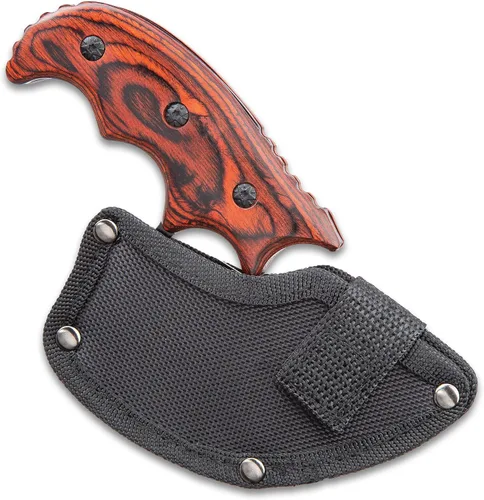 Miniatura 4 de Ridge Runner Mini cuchillo Ulu modificado con funda Cuchillo de caza y desollado de acero inoxidable de espiga completa de 6 1/2