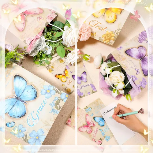 Miniatura 2 de Qeeenar 36 juegos de bolsas de regalo cristianas para iglesia, mariposa, bolsas de regalo religiosas de la Biblia con tarjetas de bendición, papel