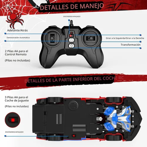 Miniatura 5 de Auto a control remoto con transformación de un botón, autos RC que se transforman en robot, 2.4 GHz 360 grados rotación de coche de policía con luz