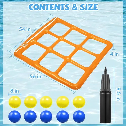 Miniatura 5 de Juego de Juguetes de Piscina TicTac Shot - Juego Inflable de Tic Tac Toe para Piscina con 10 Bolas - para Adultos, Adolescentes, Niños de 2 a 10