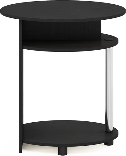 Miniatura 6 de Furinno JAYA Mesa auxiliar ovalada de diseño simple con contenedor, americano/cromo