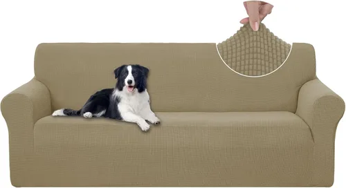 Miniatura 9 de U-NICE HOME Funda elástica para sofá, lavable, protector de muebles para sofá de 3 cojines, apta para mascotas (sofá, gris)