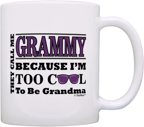 Miniatura 8 de ThisWear Regalo del Día de la Madre para Gigi Too Cool to Be a Grandma Gafas de sol Regalo de 11 oz Taza de café de cerámica Taza de té Blanco 11oz