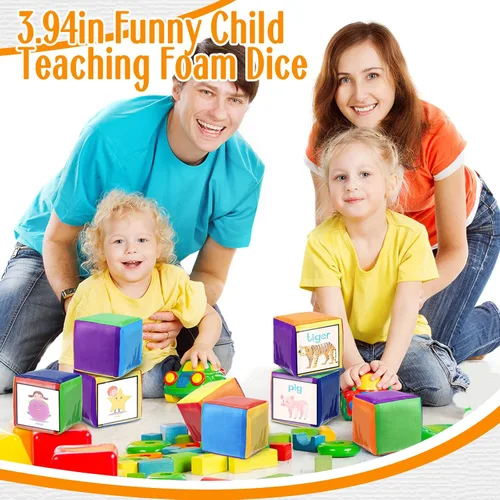 Miniatura 6 de 4 piezas de dados grandes de espuma con bolsillos, para hacer tú mismo, educación, jugar, cubos de dados suaves, aprendizaje y enseñanza, bloques