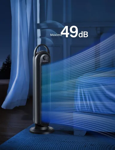 Miniatura 6 de OmniBreeze Ventilador de torre eléctrico manual, de 28 pulgadas, 3 velocidades con oscilación, control mecánico, ventiladores de piso sin aspas