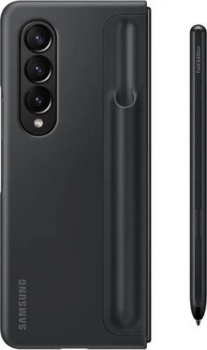 Miniatura 3 de Funda Samsung Galaxy Z Fold4 con soporte para S Pen y soporte para bolígrafo S, funda protectora con pata para visualización con manos libres, Negro
