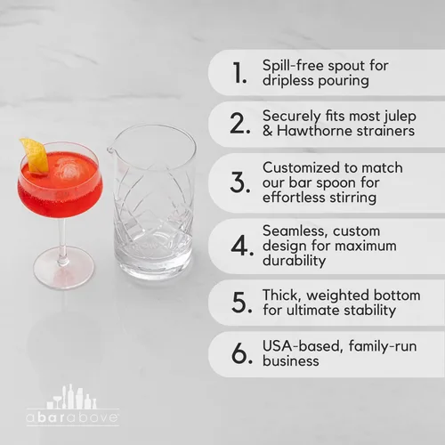 Miniatura 3 de A Bar Above Vaso de mezcla de cóctel de corte diamante, grueso, resistente para mezclar y remover cócteles, vaso mezclador de bebidas para juego