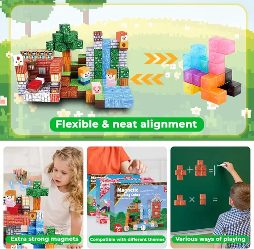Miniatura 5 de Goody King Bloques Magnéticos Juego de 150 Bloques de Construcción Magnéticos, Imanes Apilables para Niños, Juguete Sensorial para Juguetes