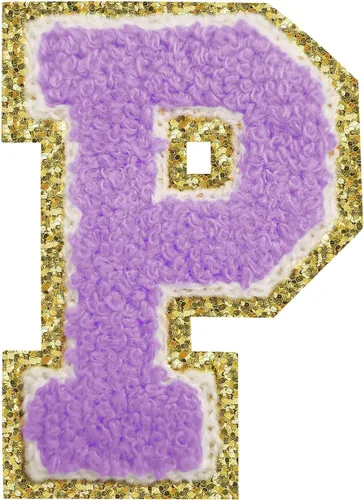 Miniatura 157 de Parches de letras termo-adhesivas de felpilla para chaquetas, parches de letras universitarias con brillantina para planchar en la letra azul A