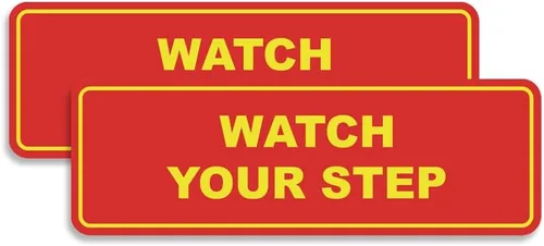 Miniatura 16 de Signs ByLITA Letrero estándar para pared o puerta con texto en inglés «Watch Your Step», señalización de salud y seguridad (negro), mediano