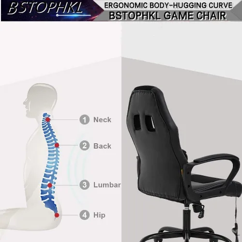 Miniatura 4 de Silla para videojuegos, silla de oficina de masaje, sillas ergonómicas de videojuegos, silla de computadora reclinable ajustable con soporte lumbar