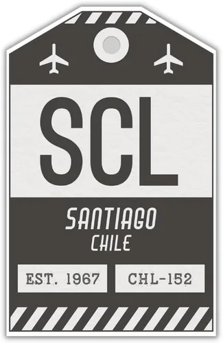 SCL Santiago Chile - Etiqueta adhesiva para equipaje, con código de aeropuerto, decoración de viaje coleccionable, diseño de inspiración vintage