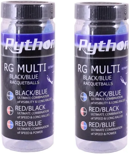 Miniatura 10 de Python 3 Ball Can RG - Bolas de raqueta multicolor (respaldadas por la leyenda de racquetball Ruben González!)