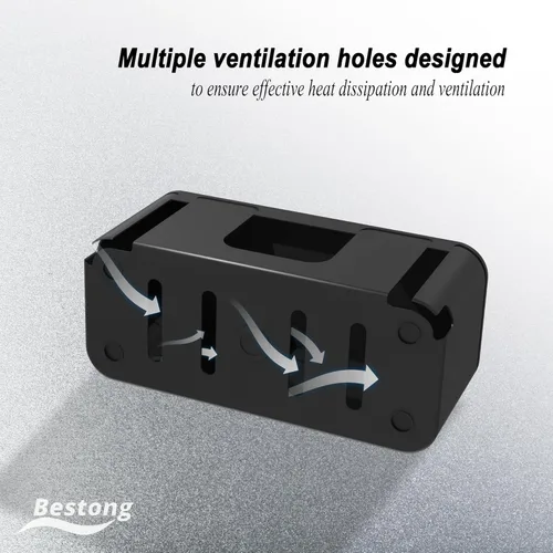 Miniatura 7 de Power Strip Hider Box - Organizador de gestión de cables, tamaño grande y mediano, color negro Power strip hider box hides cords and surge