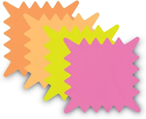 COSCO 090244 - Letreros de papel troquelados, 5 1/4 x 5 1/4, cuadrados, colores surtidos, paquete de 48 unidades