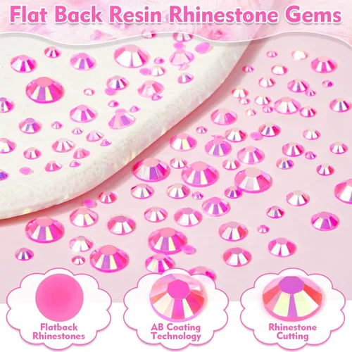 Miniatura 4 de Pegamento adhesivo B7000 con 14000 piezas de diamantes de imitación rosa intenso para manualidades, diamantes de imitación de color rosa AB gelatina