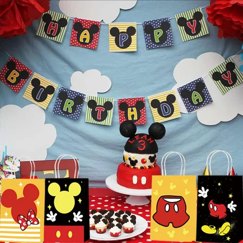 Miniatura 6 de JAROVOKUWO 24 bolsas de regalo de dibujos animados de ratón, 6 estilos, bolsas de regalo para dulces, bolsas de cartón para niños, baby shower