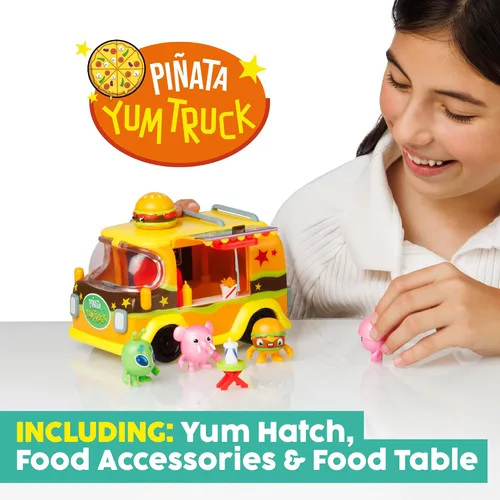 Miniatura 5 de Pinata Smashlings: Yum Yum Truck Playset - Juguete de autobús con temática de comida para niños, contiene 4 Smashlings exclusivos y 3 accesorios
