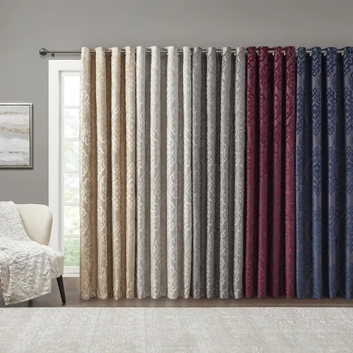 Miniatura 8 de Sun Smart Mirage - Cortina opaca para ventana (100 % de eliminación de luz), tela tejida de estilo jacquard, patrón damasco, con ojales, 50 x 84