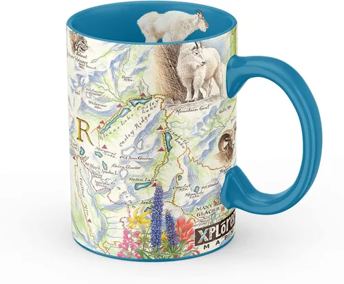 Xplorer Maps Taza de cerámica Glacier National Park Map (16 onzas) – Taza de café sin BPA para bebidas calientes y frías – perfecta para oficina,