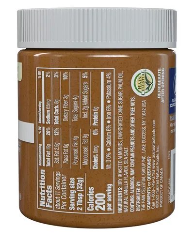 Miniatura 3 de MaraNatha Mantequilla cremosa de almendras de vainilla tostada, sin revuelta, tarro de 12 onzas