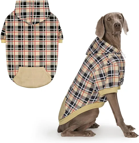 EXPAWLORER - Sudadera con capucha para perro, estilo británico, suave y cálido con agujero para la correa, para clima frío, abrigo de invierno para