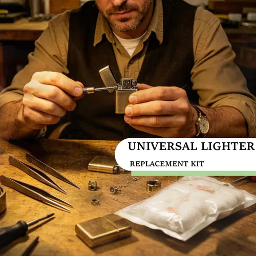 Miniatura 3 de Guata de algodón y fieltro y mecha para encendedor universal, kit de reparación de reemplazo de encendedor fácil de usar