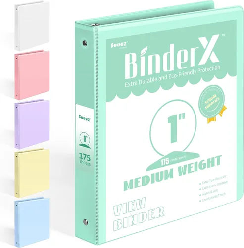 Miniatura 14 de BinderX - Carpeta de 3 anillos redondos extraduradera de 1 pulgada, se adapta a 175 hojas de papel de 8.5 x 11 pulgadas, cubierta personalizable