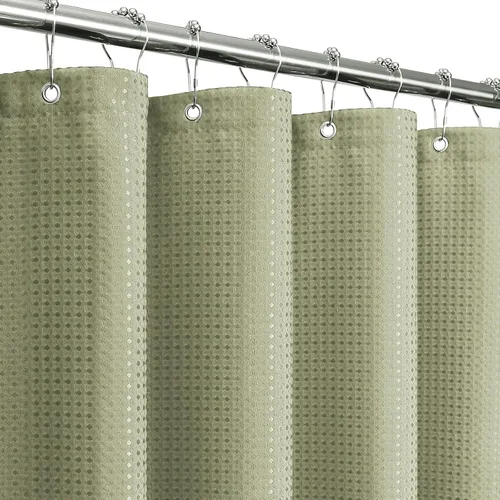 Miniatura 24 de Gibelle Cortina de Ducha Pequeña para Cabina 36 x 72 pulgadas, Cortina de Ducha de Tela Texturizada de Tejido Gofre Medio Estrecho para Baño, Beige