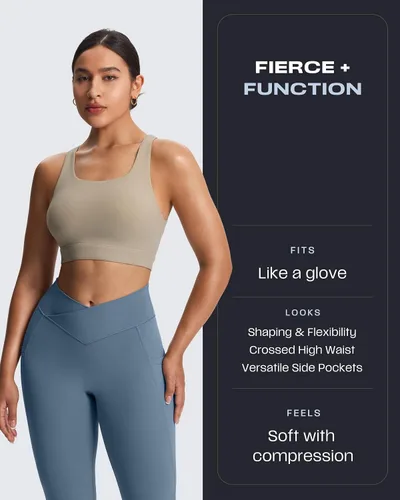Miniatura 116 de Aoxjox Trinity - Pantalones de yoga de cintura alta con bolsillos para mujer, control de abdomen, cintura cruzada, leggings de entrenamiento suaves